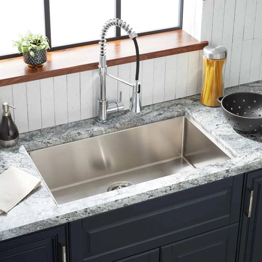 Signature Hardware Ortega 32" Undermount Single Basin Stainless Steel Kitchen Sink