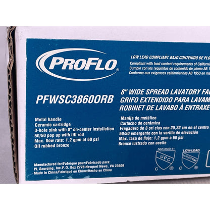 PROFLO Bothwell 1.2 GPM Widespread Bathroom Faucet - Oil Rubbed Bronze